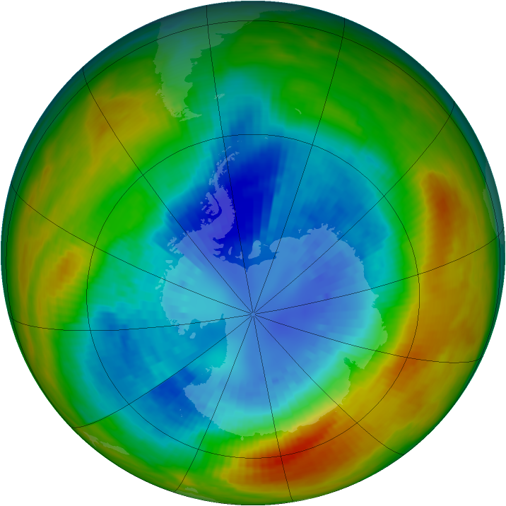 Antarctic ozone map for 08 September 1984